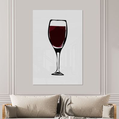 Glasbilder - 100x150 cm - Illustration - Weinglas - Zeichnung - Bild (Gr. 100x150 cm)