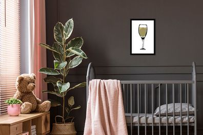 Poster - 20x30 cm - Illustration eines Weinglases mit Weißwein (Gr. 20x30 cm)