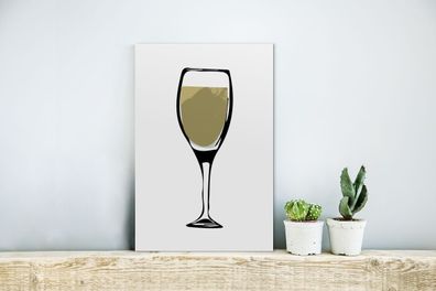 Glasbilder - 20x30 cm - Illustration eines Weinglases mit Weißwein (Gr. 20x30 cm)