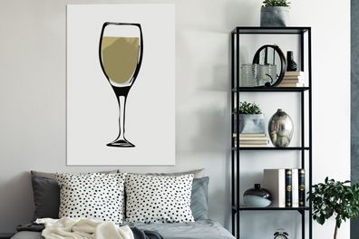 Leinwandbilder - 80x120 cm - Illustration eines Weinglases mit Weißwein