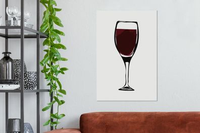 Leinwandbilder - 40x60 cm - Illustration - Weinglas - Zeichnung - Bild (Gr. 40x60 cm)