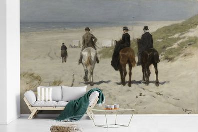 Fototapete - 375x240 cm - Morgenfahrt am Strand entlang - Gemälde von Anton Mauve