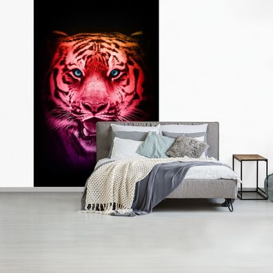 Fototapete - 155x240 cm - Tiger - Orange - Rot (Gr. 155x240 cm)