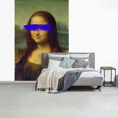 Fototapete - 195x300 cm - Mona Lisa - Leonardo da Vinci - Blau - Alte Meister