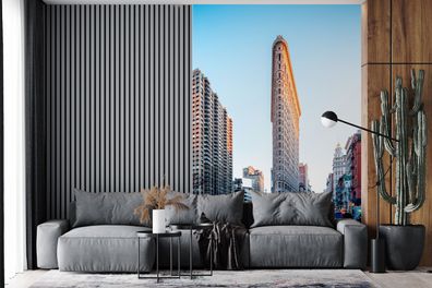 Fototapete - 225x350 cm - Starker Verkehr rund um das Flatiron Building