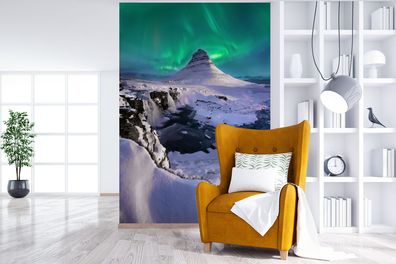 Fototapete - 155x240 cm - Eis - Aurora - Schnee (Gr. 155x240 cm)