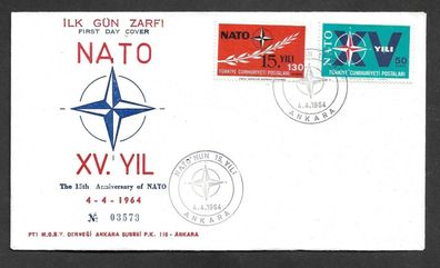 FDC Türkei 15 Jahre Nordatlantikpakt (NATO) 4.4.1964