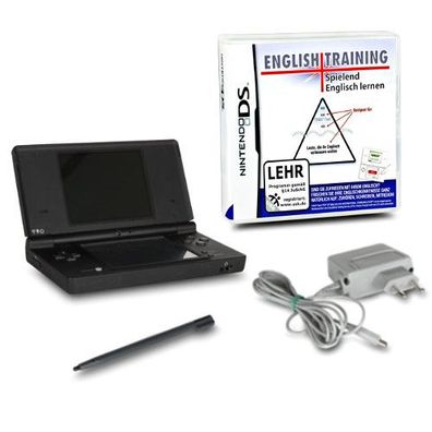 Nintendo DSi Handheld Konsole schwarz #81A + Ladekabel + Spiel English Training