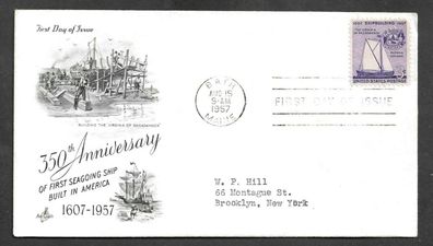 FDC USA 350 Jahre Schiffbau in Amerika 15.8.1957