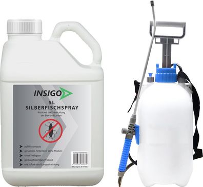 INSIGO 5L + 5L Sprüher Anti Silberfisch Spray Mittel gegen Silberfische Schutz Ex