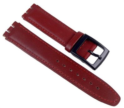 Minott Ersatzband Uhrenarmband Leder Rubinrot passend zu Swatch 17mm