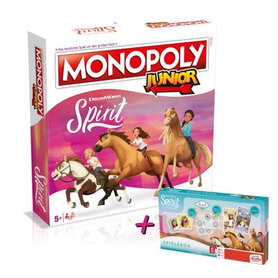Monopoly Junior - Spirit - Riding Free + Spielebox Brettspiel Kartenspiel Spiele