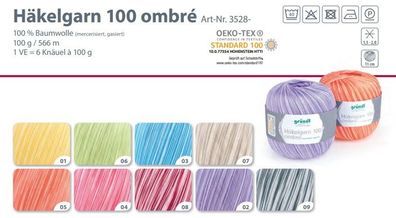 100g Häkelgarn Ombrefarben meliert Baumwolle stricken häkeln Stärke 10 Gründl