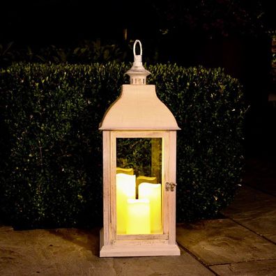 Laterne mit Flackereffekt LED-Kerzen Gartenlaterne Windlicht Kerzenhalter Timer