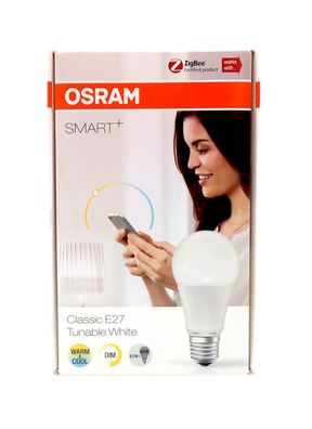 Osram Smart+ LED Lampe 8,5W E27 ZigBee dimmbar warmweiß bis tageslicht Glühbirne