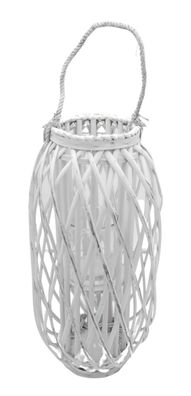 Bambusholz Laterne 70 cm mit Glaseinsatz und Henkel Kerzenhalter Deko Windlicht