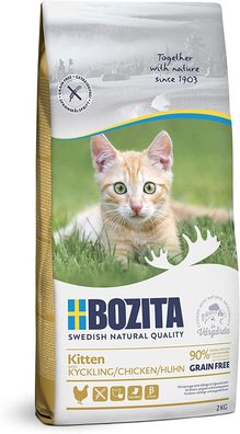 BOZITA ¦ Kitten Getreidefrei Hühnchen - 2 kg ¦ Trockenfutter für Kitten, junge ...