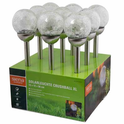 Solarleuchte Crushball XL, Edelstahl/ Glas/ Kunststoff 1 LED, Ø 12 x 56 cm