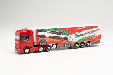Herpa 313643 - Scania CS 20 HD 6x2 Kühlkoffer-Sattelzug - Schumacher Würselen. 1:87