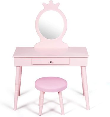 Kinder Schminktisch, 2 in 1 Make-up Tisch & Schreibtisch mit abnehmbarem Spiegel