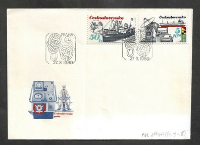 FDC Tschechoslowakei 2 Belege Tschechoslowakische Seeschifffahrt 27.3.1989