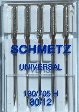 5 Schmetz Nähmaschinennadeln 80er Universal Flachkolben 130/705