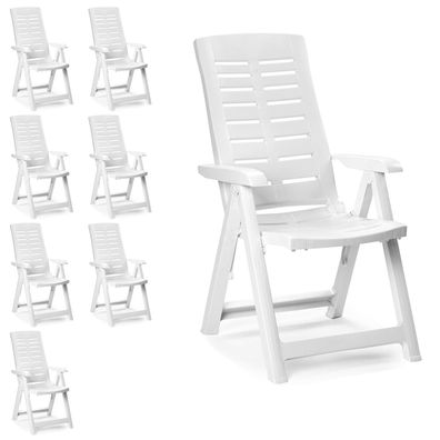 8 Stk. Klappsessel Weiß Klappstuhl Positionsstuhl 5-Pos. verstellbar Kunststoff