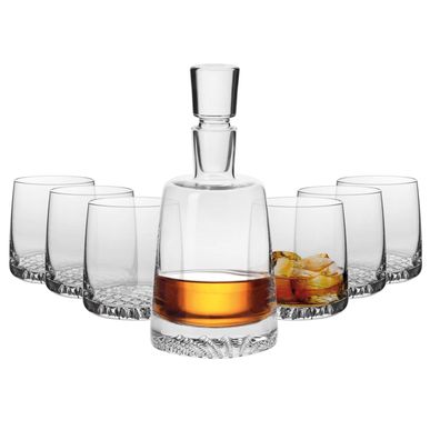 Krosno Fjord Gläser Karaffe für Whisky | Set 7 | 950 ml | 370 ml | Handwäsche