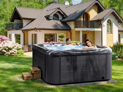 Outdoor Whirlpool Hot Tub schwarz mit 34 Düsen Heizung Ozon Desinfektion 5 Personen