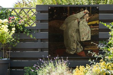 Gartenposter - 200x200 cm - Mädchen im weißen Kimono - Gemälde von George Hendrik Bre