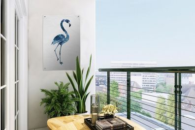 Gartenposter - 40x60 cm - Flamingo - Blau - Universum (Gr. 40x60 cm)