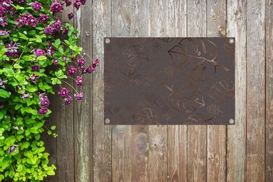 Gartenposter - 90x60 cm - Muster - Figur - Blätter - Bronze (Gr. 90x60 cm)