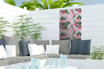 Gartenposter - 40x60 cm - Blumen - Flamingo - Pflanzen (Gr. 40x60 cm)