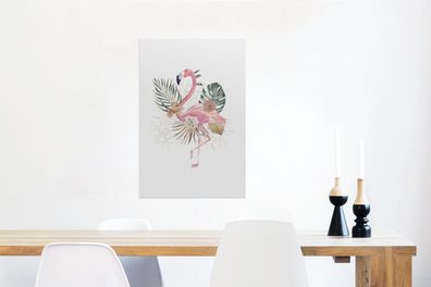 Glasbilder - 40x60 cm - Pflanzen - Flamingo - Blumen (Gr. 40x60 cm)