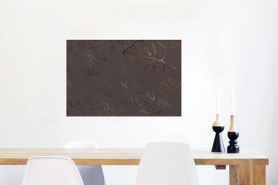 Glasbilder - 90x60 cm - Muster - Figur - Blätter - Bronze (Gr. 90x60 cm)