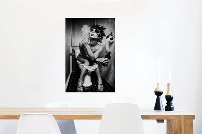 Glasbilder - 40x60 cm - Frau - Rauchen - Lockenwickler (Gr. 40x60 cm)