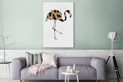 Leinwandbilder - 90x140 cm - Flamingo - Pantherdruck - Tier (Gr. 90x140 cm)