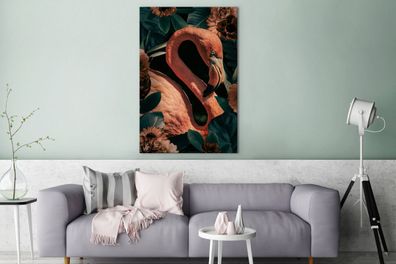 Leinwandbilder - 90x140 cm - Porträt - Blumen - Flamingo (Gr. 90x140 cm)