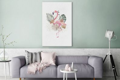 Leinwandbilder - 80x120 cm - Pflanzen - Flamingo - Blumen (Gr. 80x120 cm)