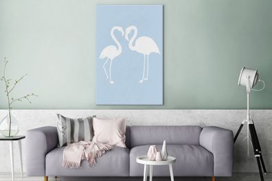 Leinwandbilder - 90x140 cm - Weiß - Flamingo - Scherenschnitt (Gr. 90x140 cm)