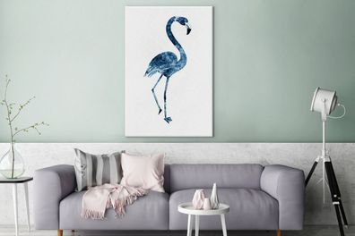 Leinwandbilder - 90x140 cm - Flamingo - Blau - Universum (Gr. 90x140 cm)