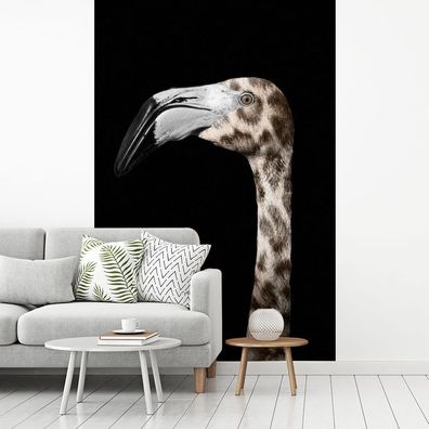 Fototapete - 155x240 cm - Flamingo - Panther - Porträt (Gr. 155x240 cm)