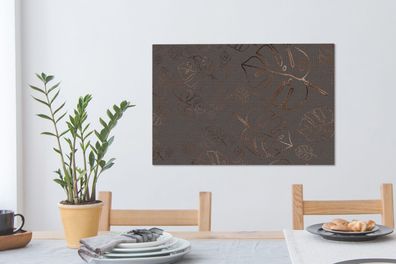 Leinwandbilder - 90x60 cm - Muster - Figur - Blätter - Bronze (Gr. 90x60 cm)