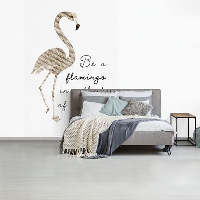 Fototapete - 195x300 cm - Flamingo - Federn - Vogel (Gr. 195x300 cm)