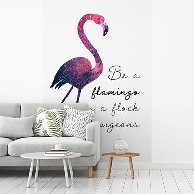 Fototapete - 195x300 cm - Flamingo - Glitter - Rosa (Gr. 195x300 cm)