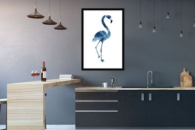 Poster - 60x90 cm - Flamingo - Blau - Universum (Gr. 60x90 cm)