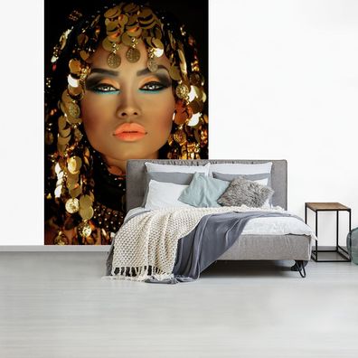 Fototapete - 155x240 cm - Frau - Kleopatra - Gold (Gr. 155x240 cm)