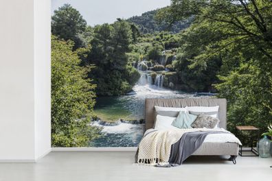 Fototapete - 450x300 cm - Wasserfälle im Krka-Nationalpark in Kroatien