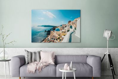 Leinwandbilder - 140x90 cm - Nachmittag in Santorini Griechenland (Gr. 140x90 cm)