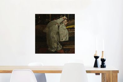 Glasbilder - 50x50 cm - Mädchen im weißen Kimono - Gemälde von George Hendrik Breitne